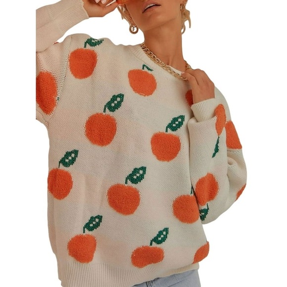 Cider All Over Orange Print Sweater Size Small - Picture 2 of 7